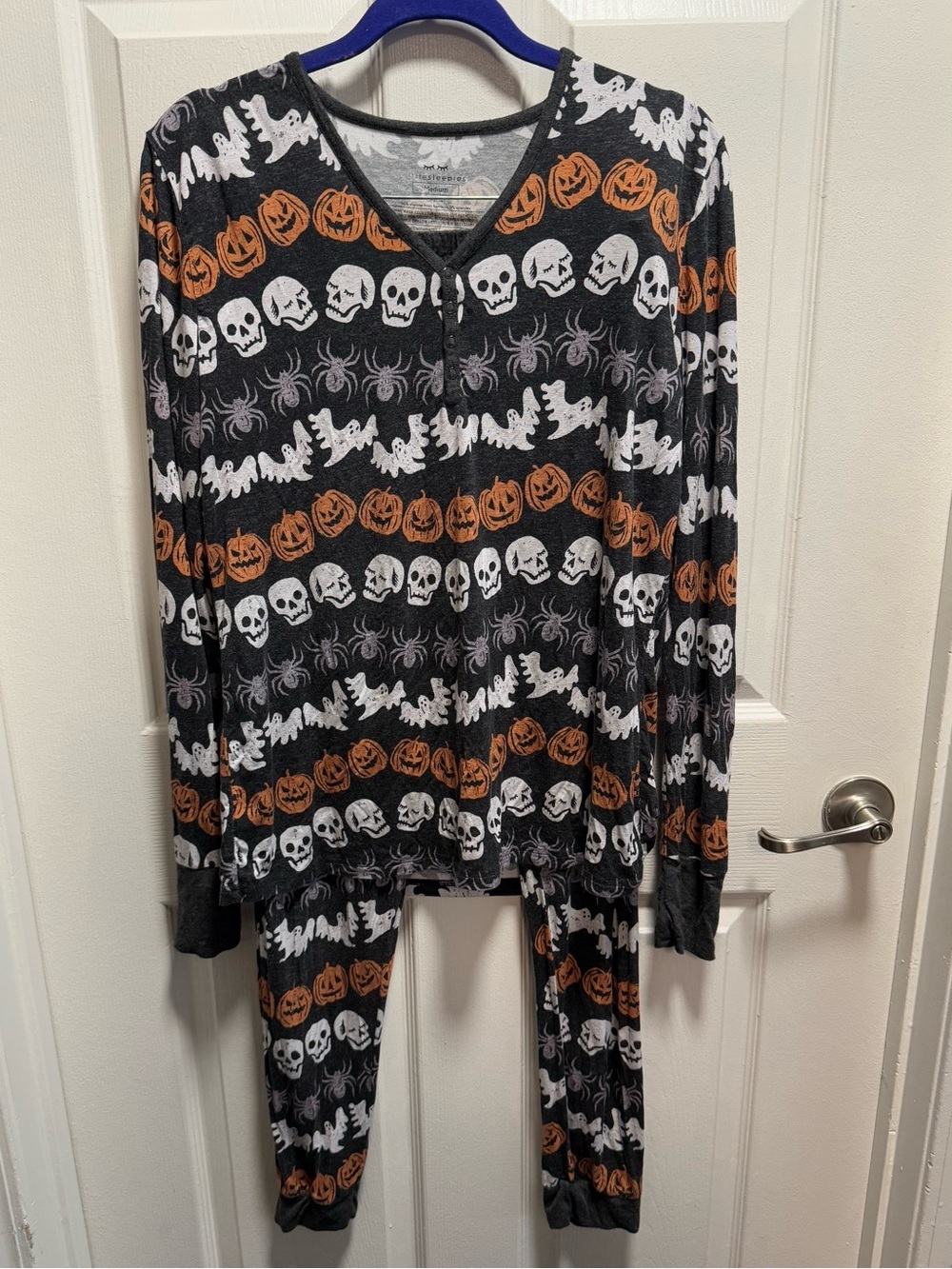 Women’s Halloween Pajama Set - Little Sleepies Skull and Pumpkin Print size M